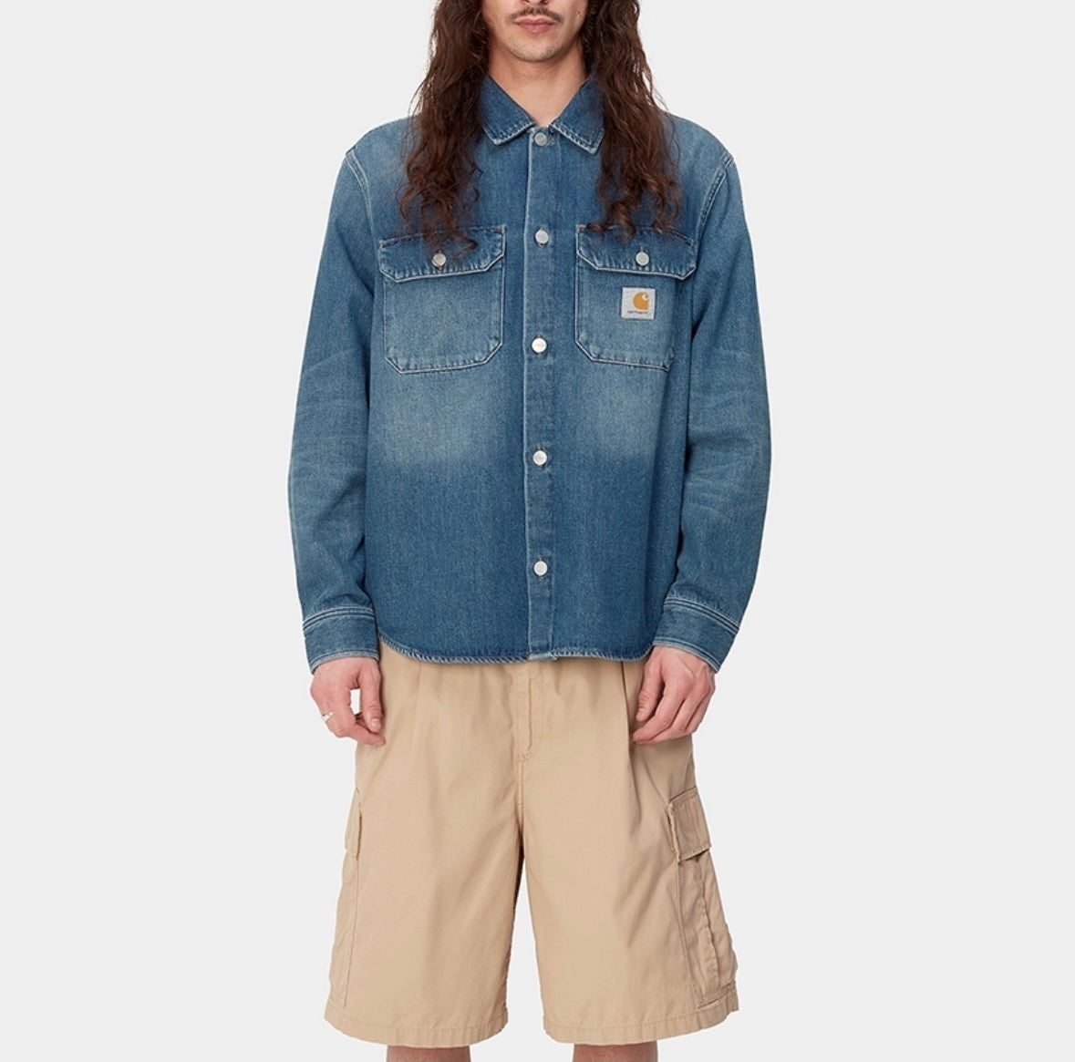 Carhartt Heavy Washed Denim Work Shirt Jacket