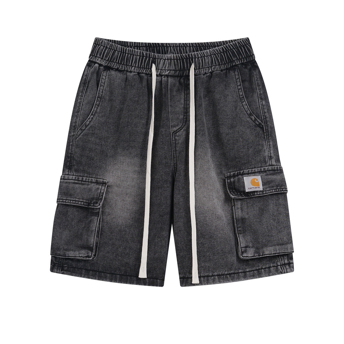 Carhartt Washed Denim Cargo Shorts with Drawstring Waist