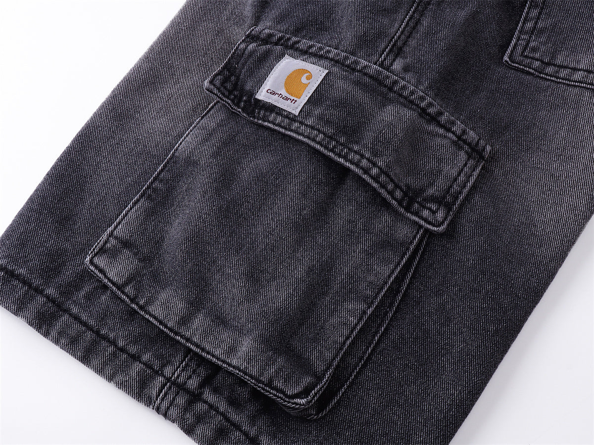 Carhartt Washed Denim Cargo Shorts with Drawstring Waist