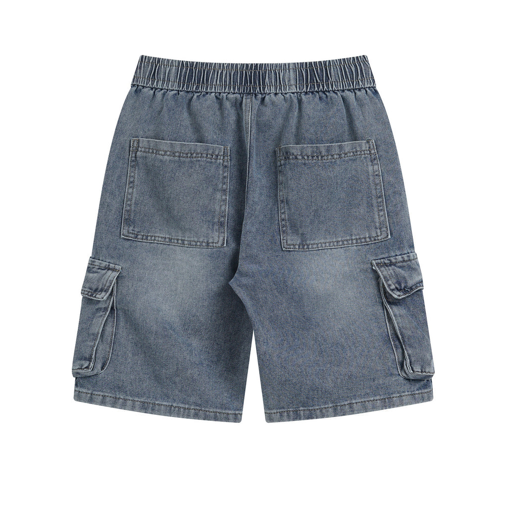 Carhartt Washed Denim Cargo Shorts with Drawstring Waist