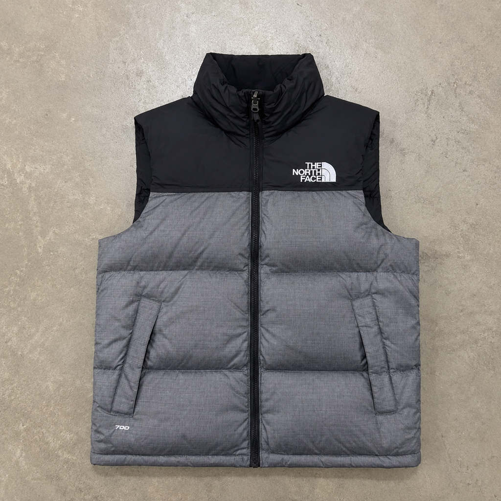 The North Face 1996 Retro Nuptse Vest – Heather Grey / Black – New With Tags