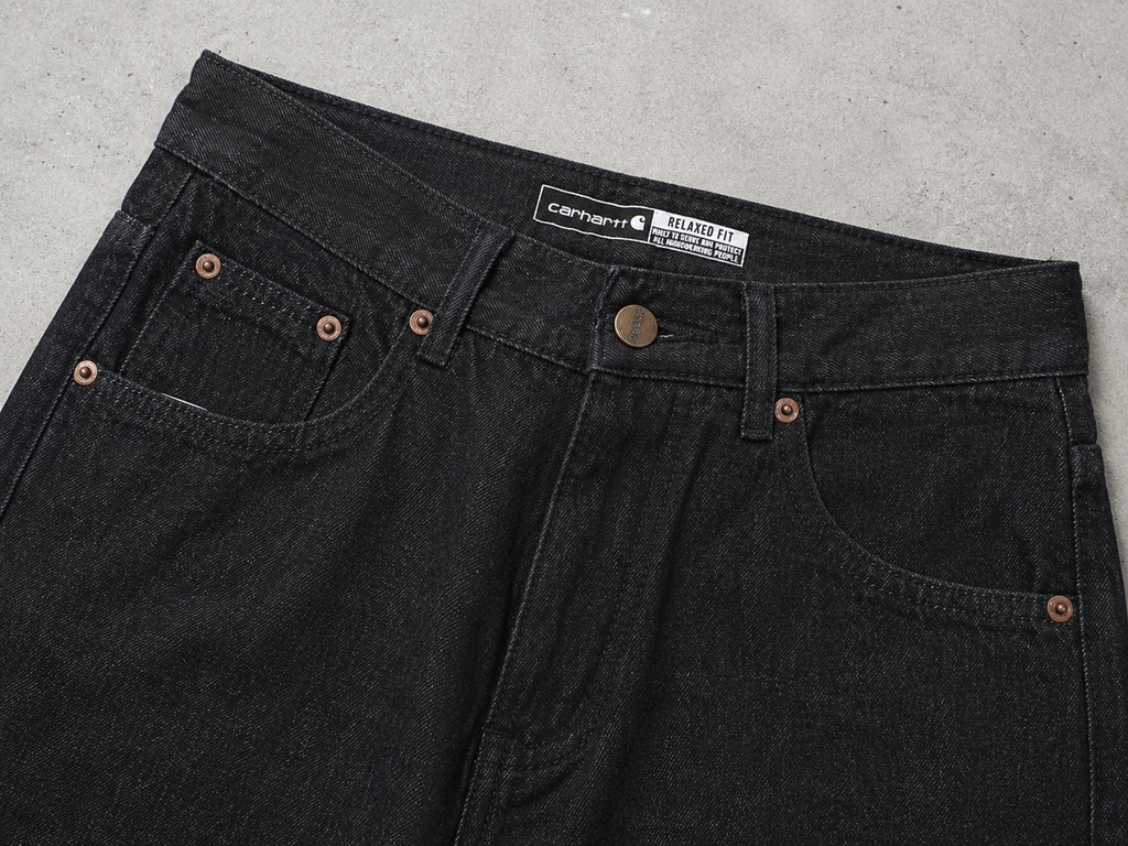 Carhartt Washed Black Straight Fit Denim Jeans