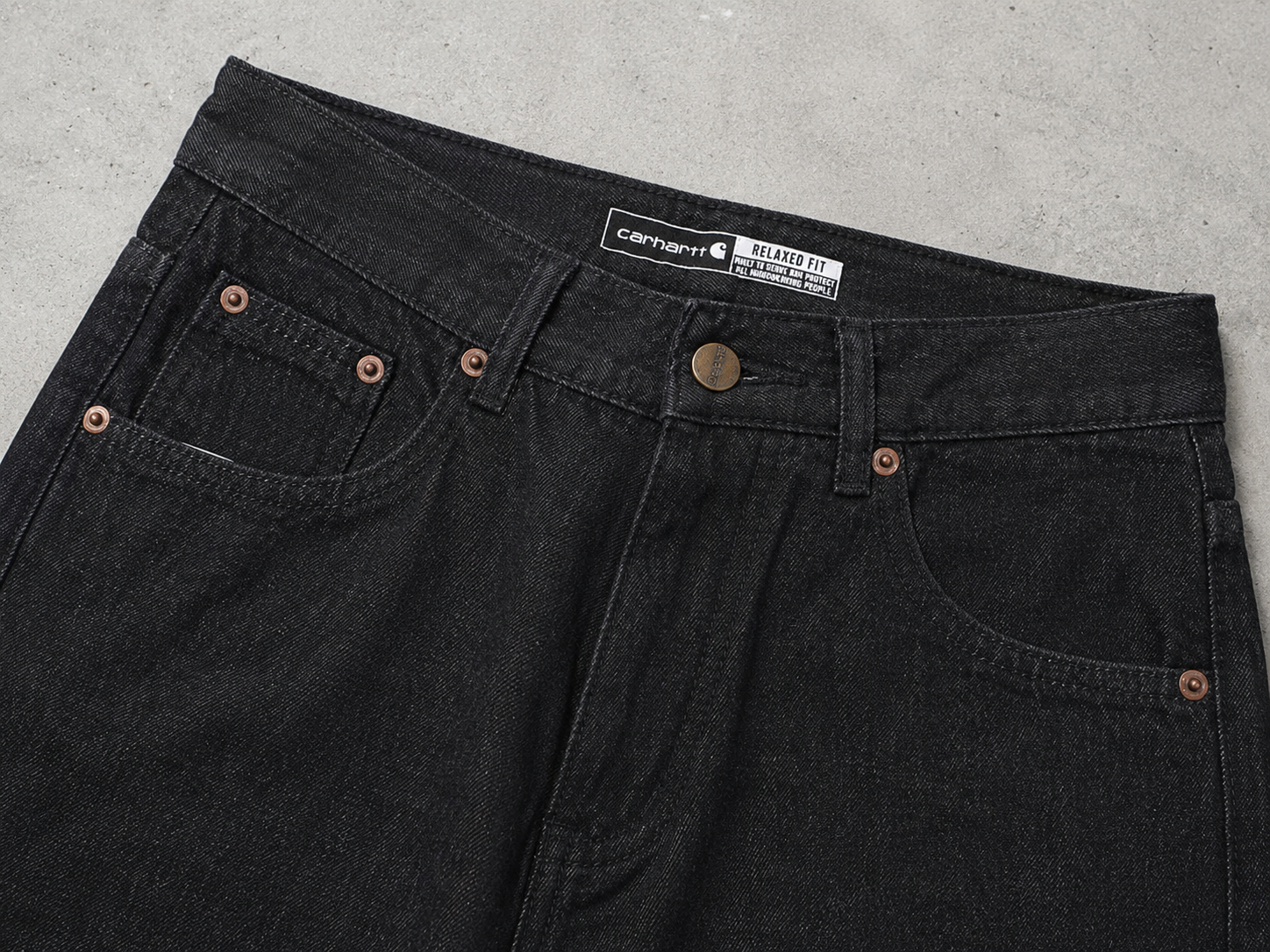 Carhartt Washed Black Straight Fit Denim Jeans
